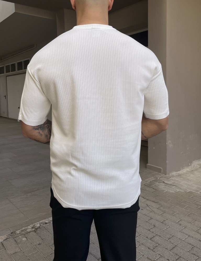 Marrakech ανδρική εκρού ριπ κοντομάνικη Oversized μπλούζα TST2109E φωτογραφία